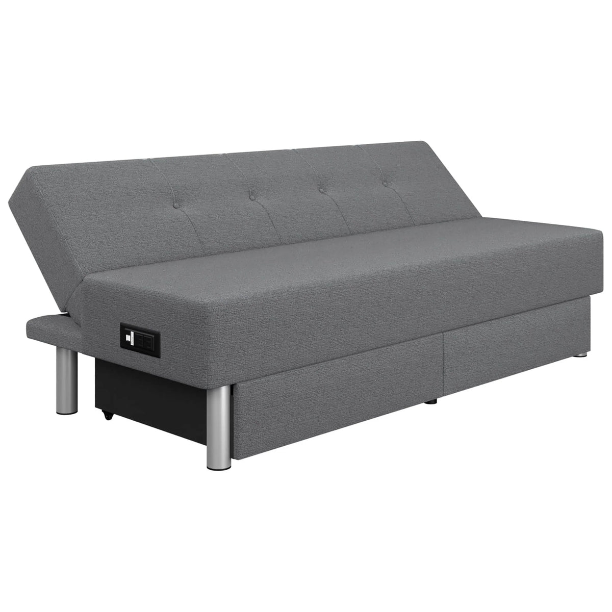 Gray Fabric Futon with Storage and Power K4687