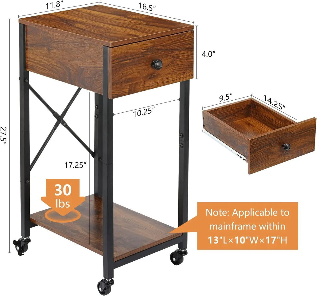 Computer Tower Stand with Wheels and Drawer C19623