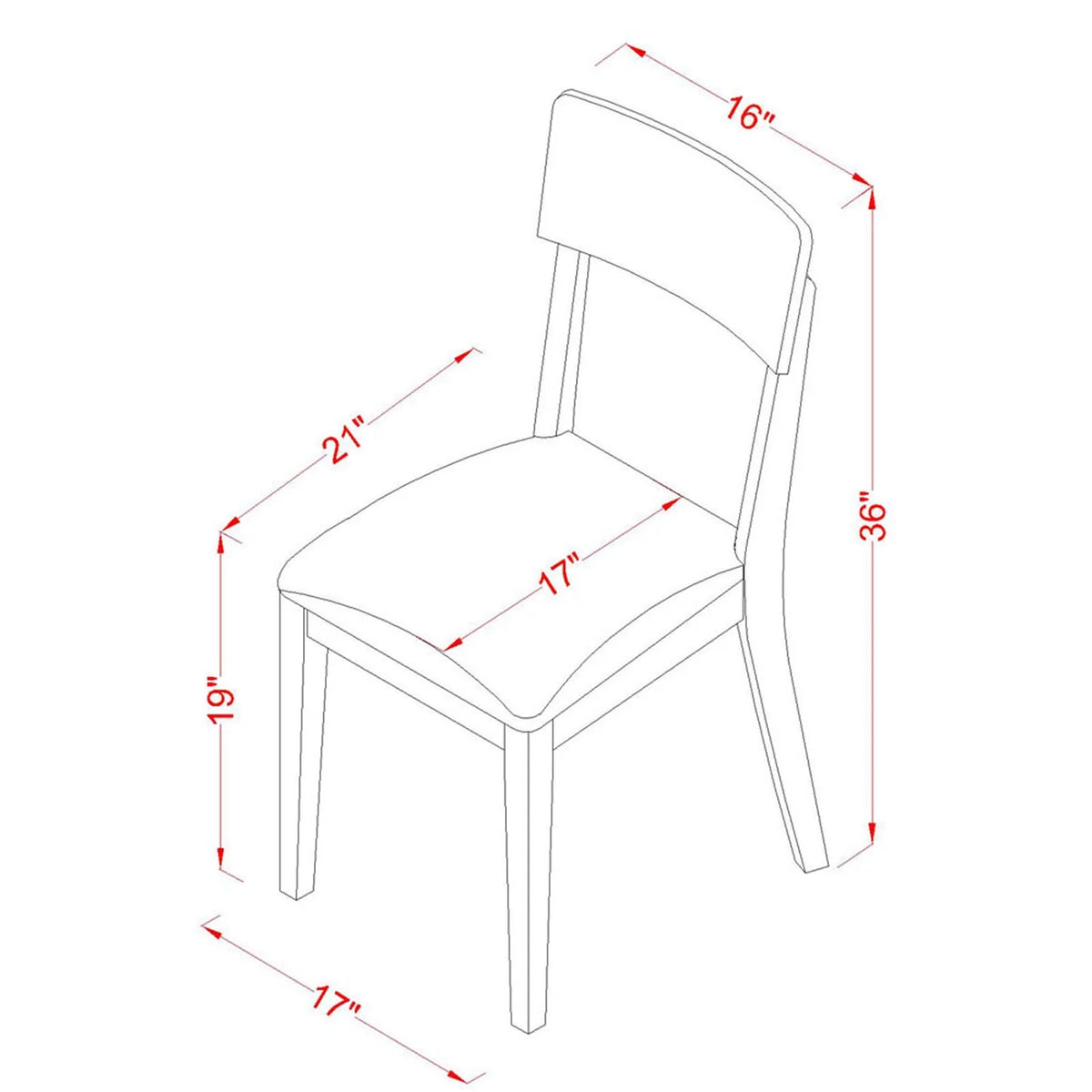 White Wood Slat Back Dining Chair Set of 2 U6365
