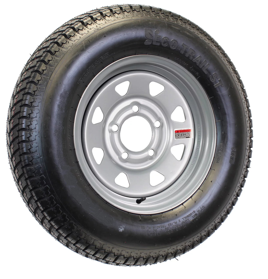 ST215/75D14 Trailer Tire On Rim 14X5.5 5-4.5 Silver Spoke Wheel A1333