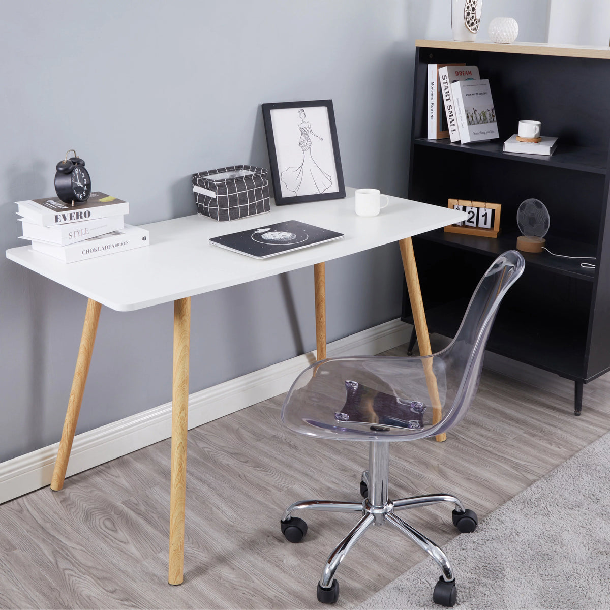 Black Acrylic Rolling Office Chair L7331