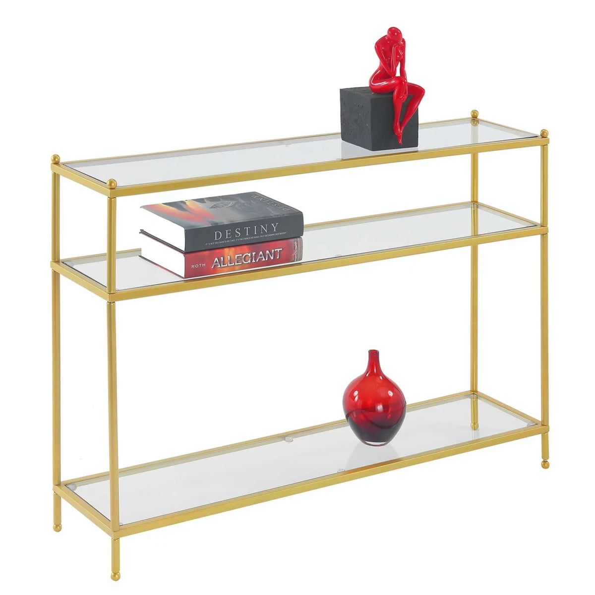 Clear Glass and Gold Console Table L268294