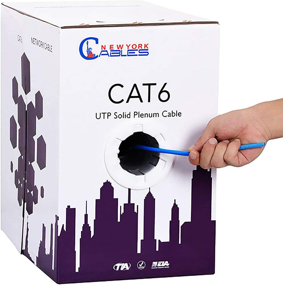 CAT6 Plenum Cable 1000ft 23AWG Solid Conductor 550MHz 4Pair 10GB UTP Yellow N77569