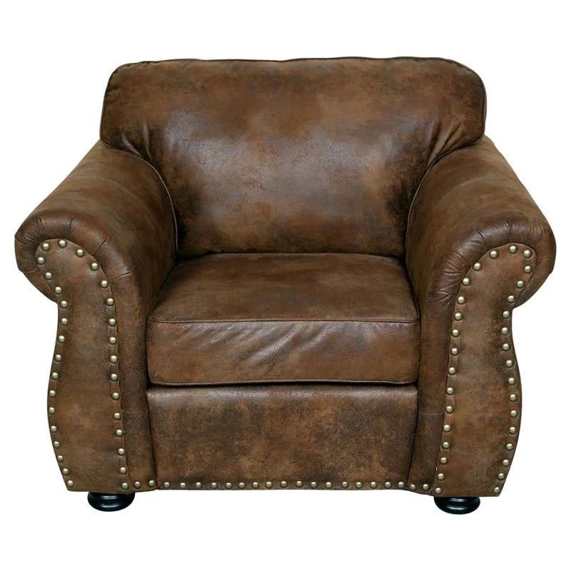 Brown Fabric Chair with Rolled Arm P78757