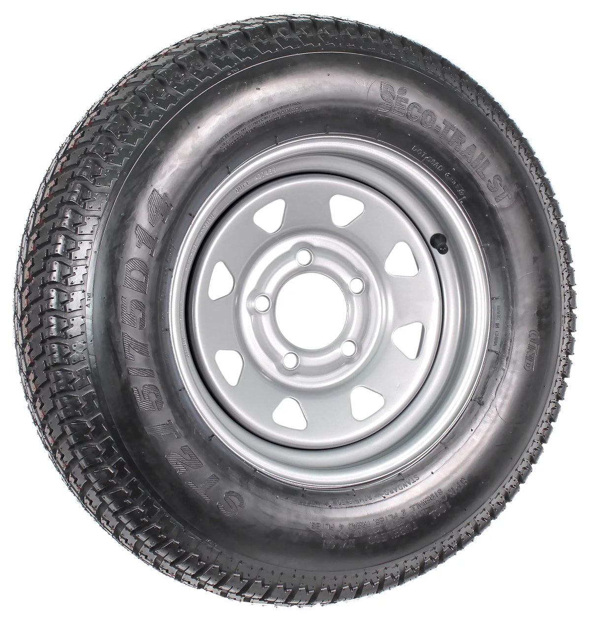 ST215/75D14 Trailer Tire On Rim 14X5.5 5-4.5 Silver Spoke Wheel A1333