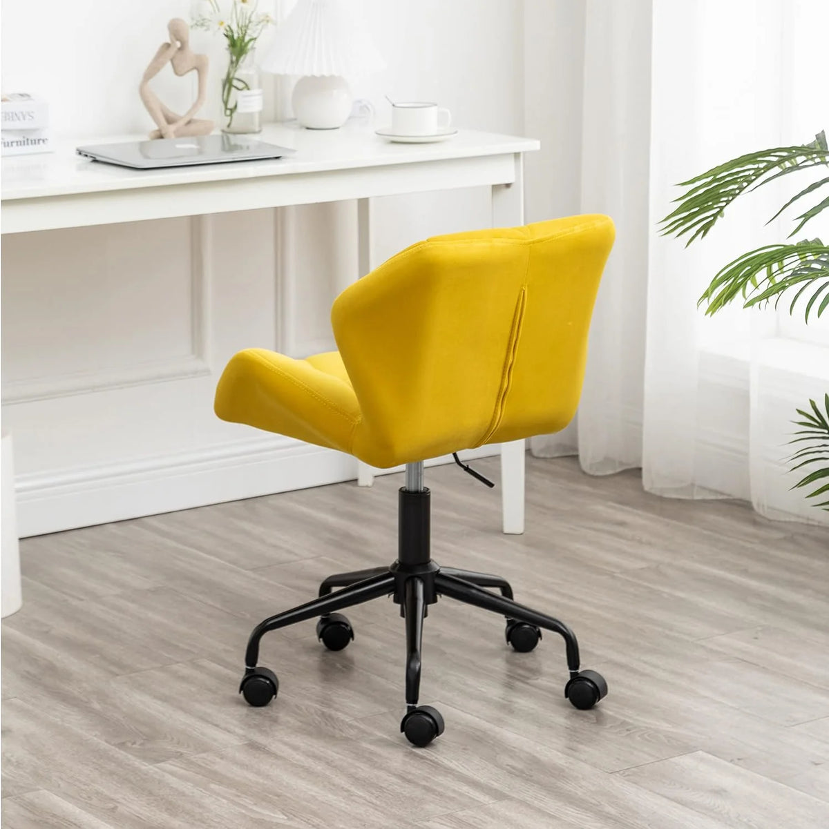Yellow Tufted Adjustable Swivel Office Chair Z821401