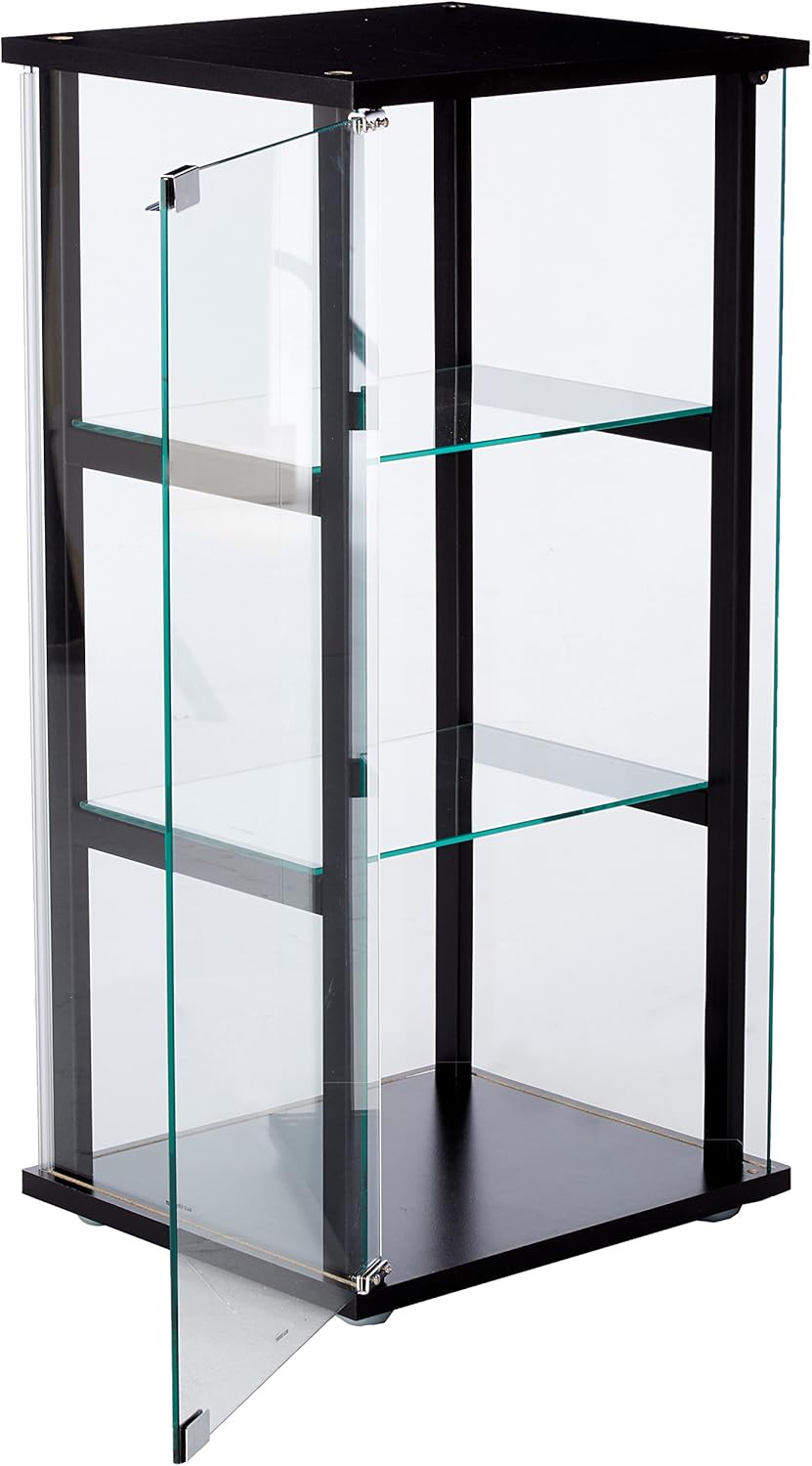4-Shelf Glass Curio Cabinet Black and Clear Z4504