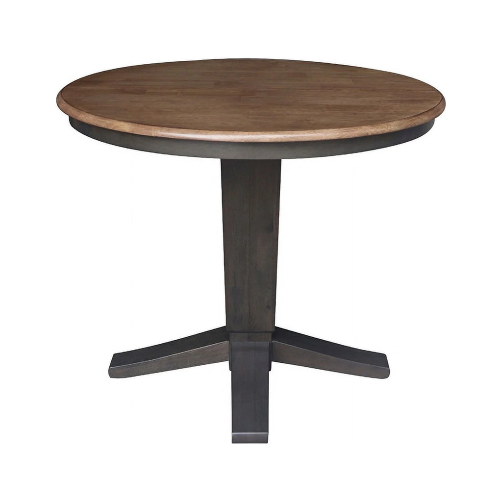 36" Solid Wood Round Top Pedestal Dining Table with 12" Leaf S268442