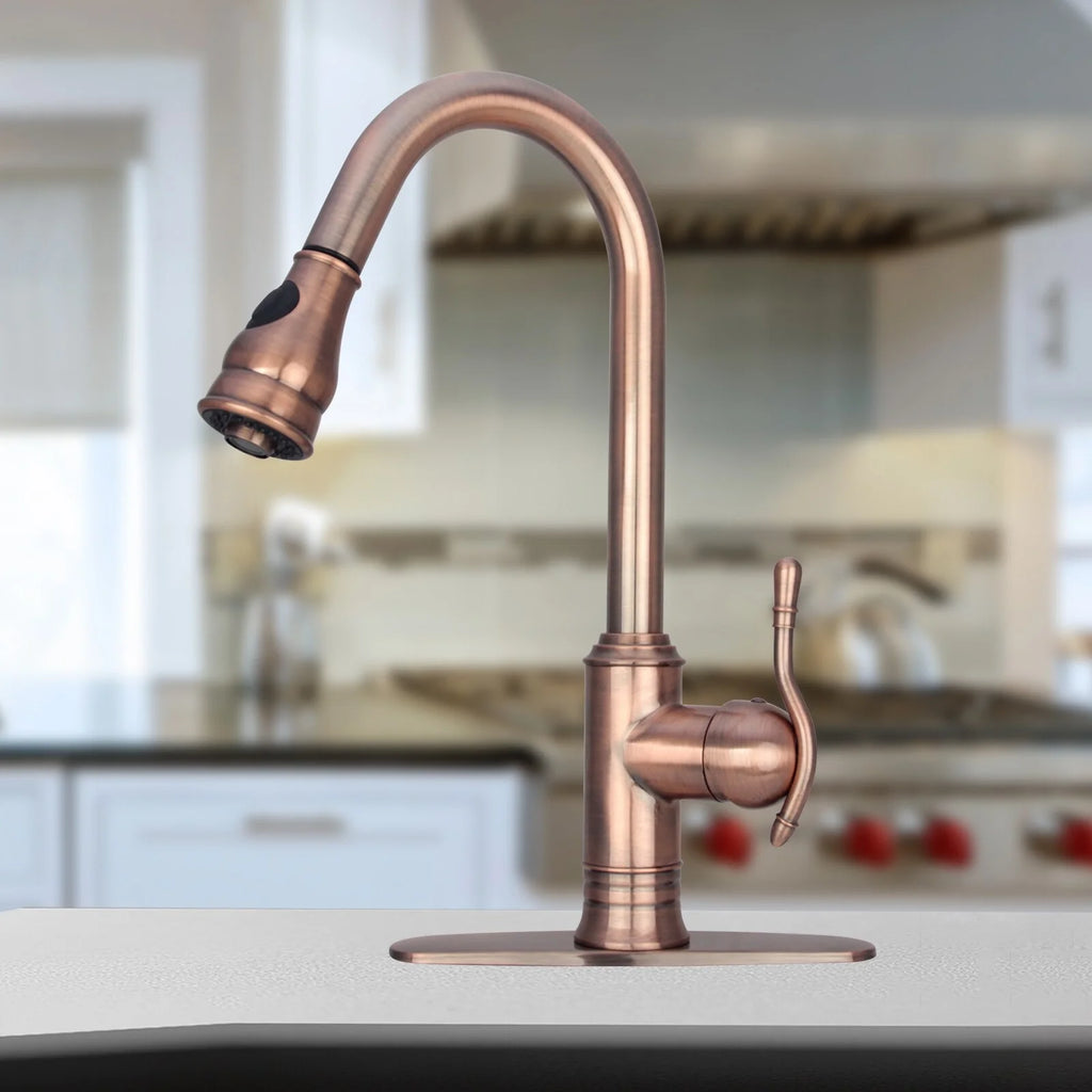 Copper Kitchen Faucet with Pull Down Sprayer Y78501
