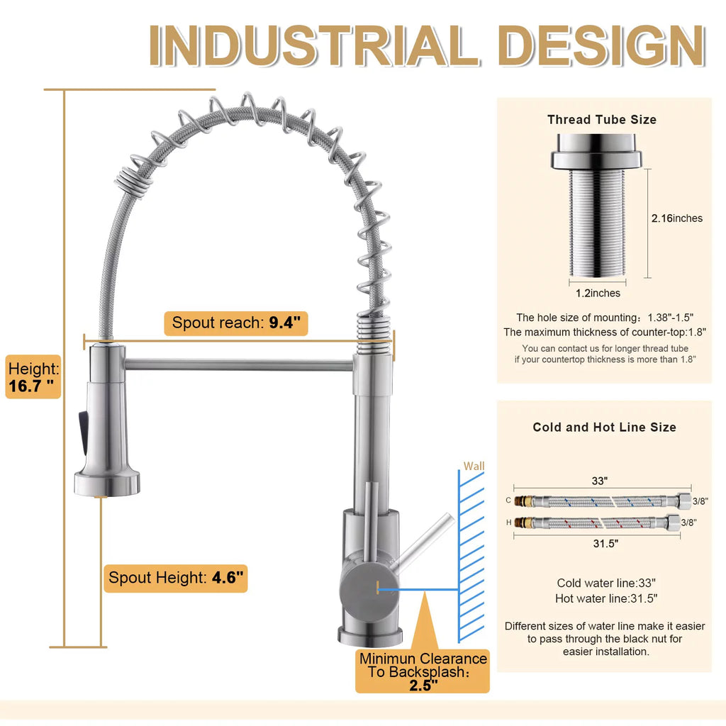 Brushed Nickel Solid Brass Pull Down Kitchen Faucet O296
