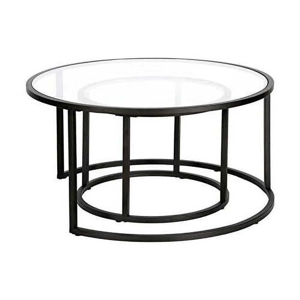 Black Glass Top Double Nesting Coffee Table P44441