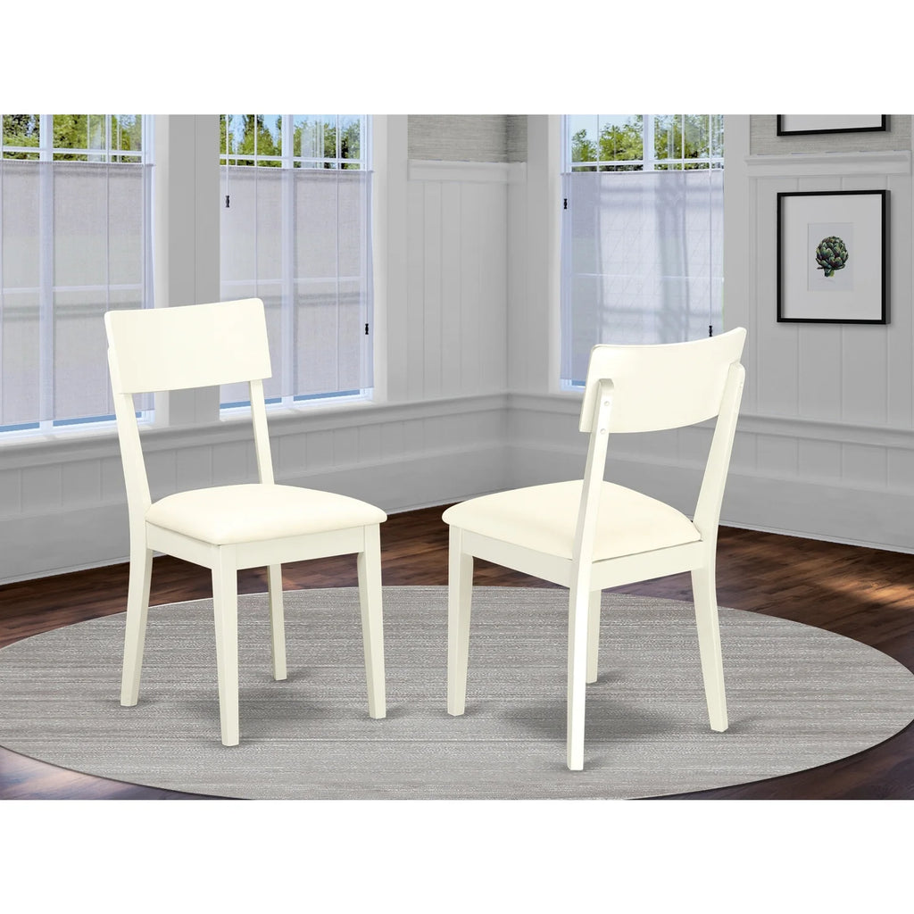 White Wood Slat Back Dining Chair Set of 2 U6365