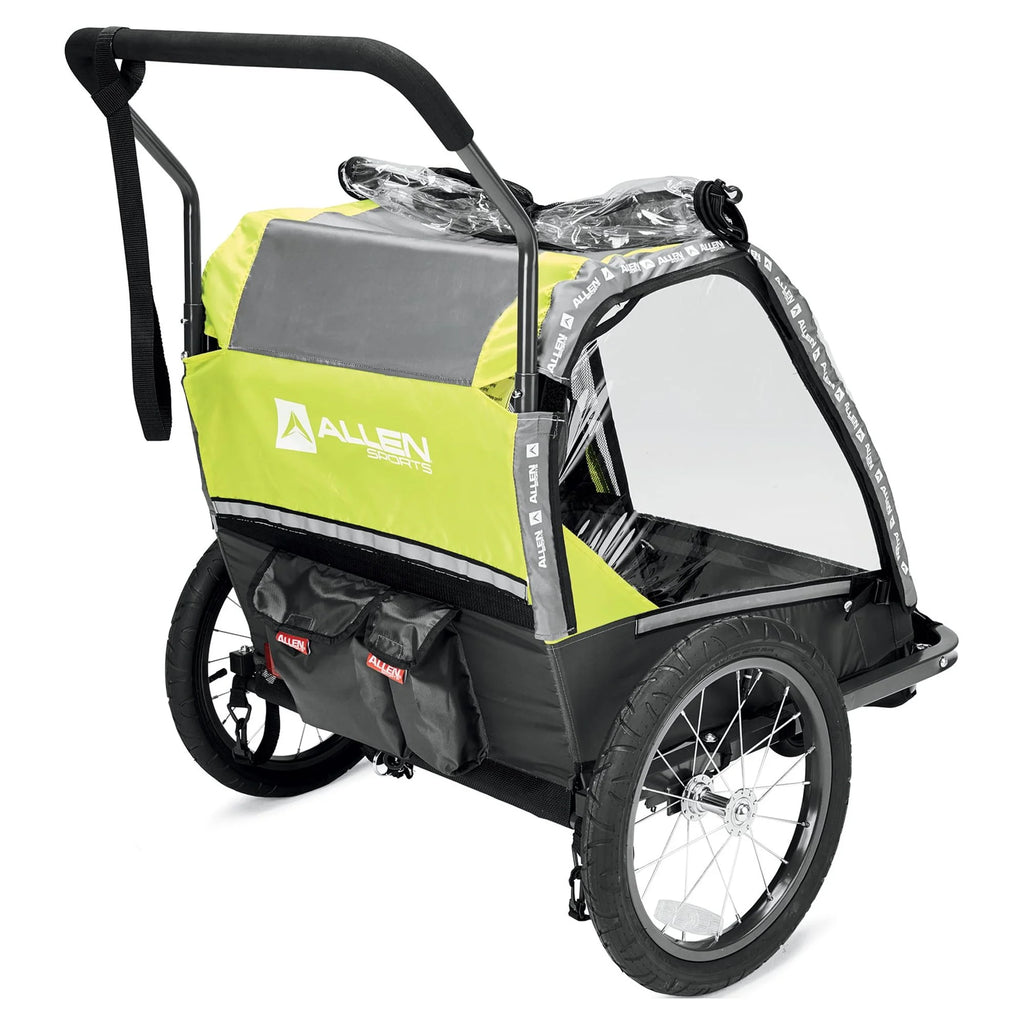 2-Child Bicycle Trailer & Stroller, 100 lbs, Green D84042