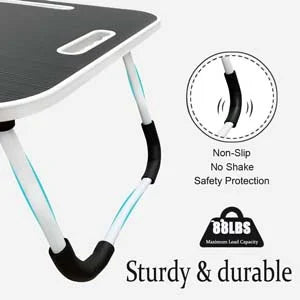 Black Portable Wood Folding Lap Desk with Cup Holder Y48697