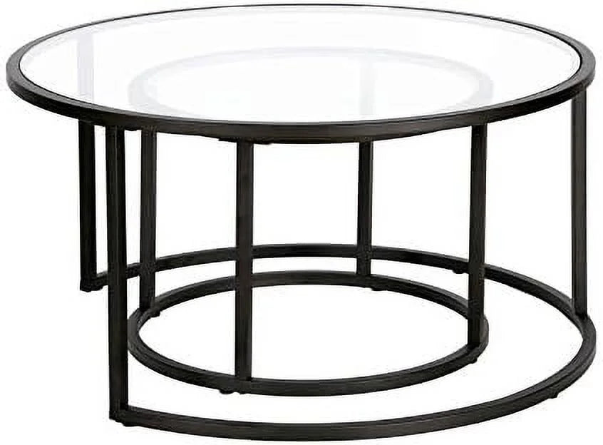 Black Glass Top Double Nesting Coffee Table P44441