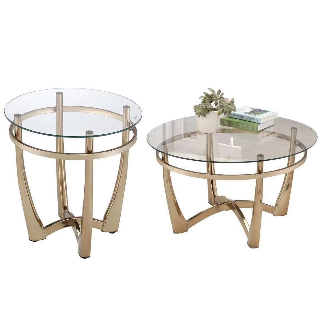 2-Piece Round Glass Top Coffee Table and End Table Z639945