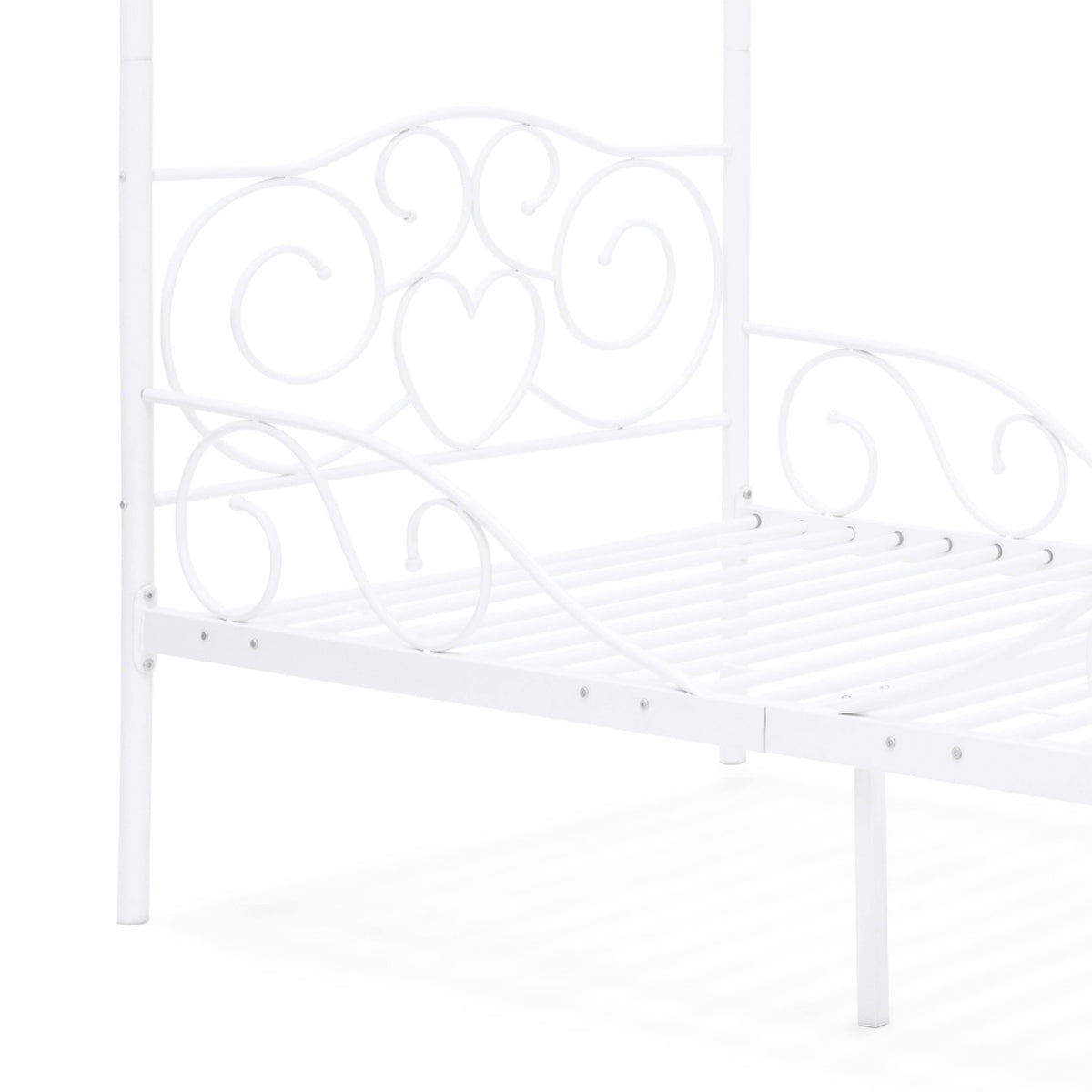 White 4 Post Metal Twin Bed Frame with Headboard and Footboard N5941