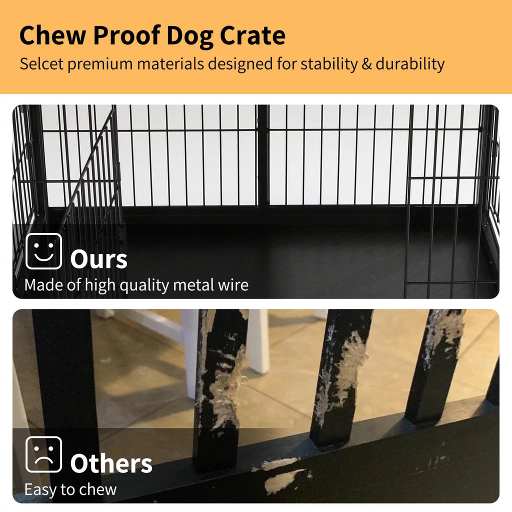 Black Dog Crate Furniture with Dog Mat G131