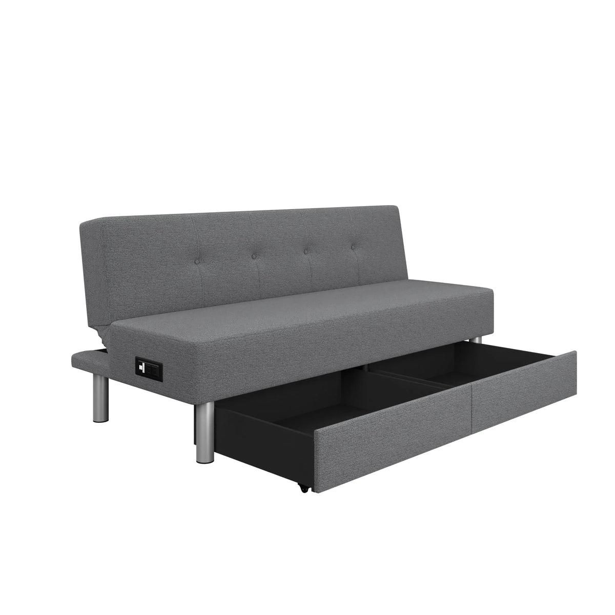 Gray Fabric Futon with Storage and Power K4687