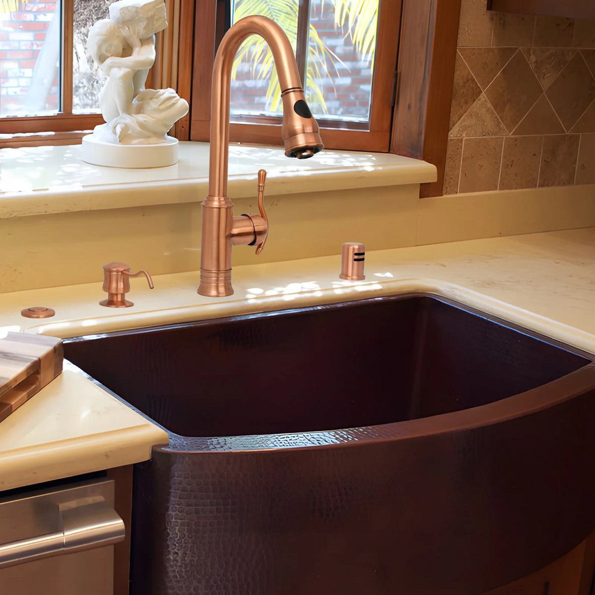 Copper Kitchen Faucet with Pull Down Sprayer Y78501