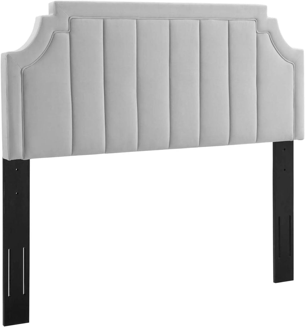 Light Gray Channel Tufted Performance Velvet Headboard N867
