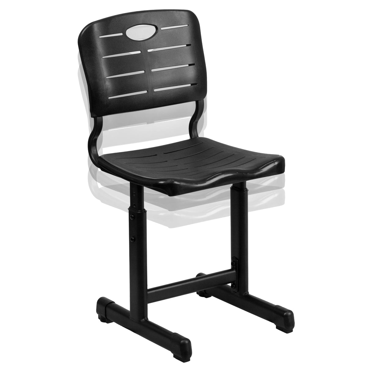 Adjustable Height Black Student Chair with Pedestal Frame B498389