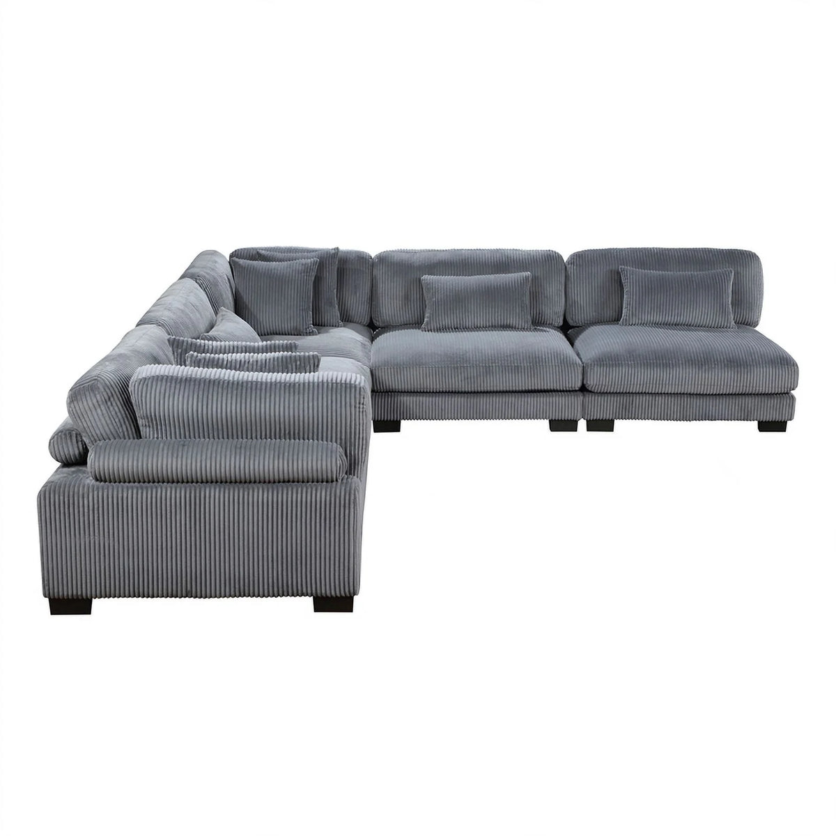 5-Piece Gray Corduroy Upholstered Modular Sectional C773577