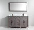 60 in. Grey Double Sink Vanity with Carrara Marble and Mirror H84544