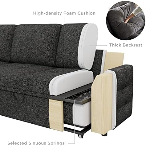 Convertible Sleeper Sofa Bed with Storage Chaise F4225
