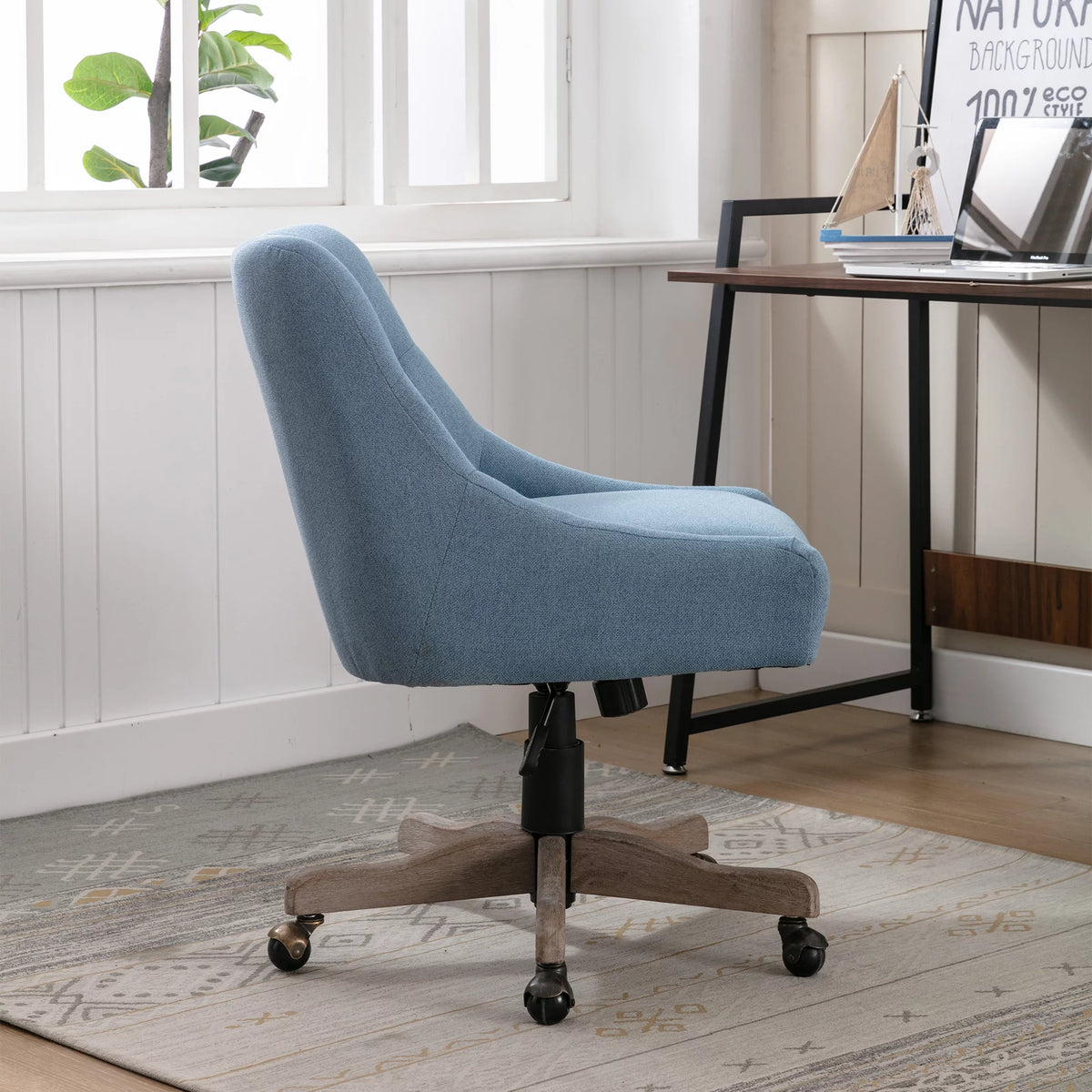 Blue Upholstered Swivel Chair O270350