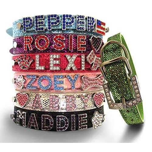 Personalized PU Leather Rhinestone Dog Collar P490