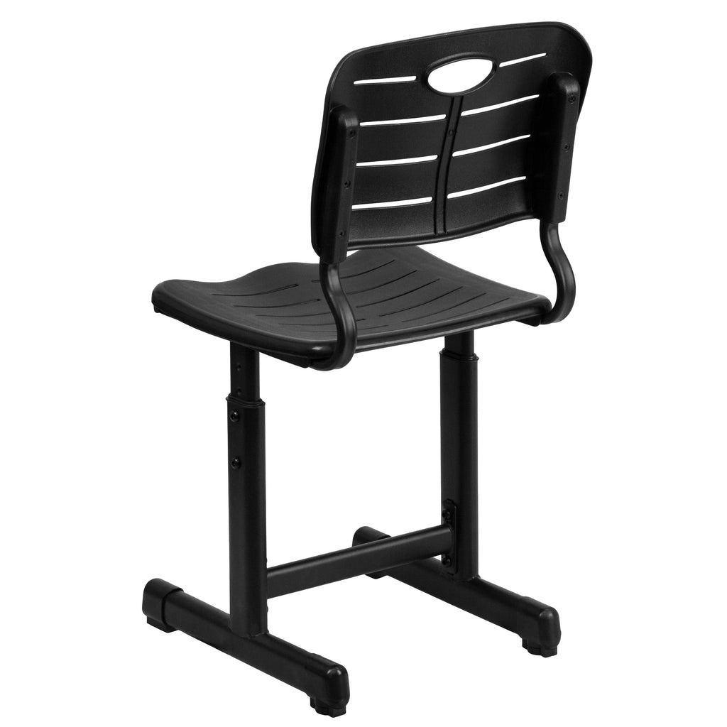 Adjustable Height Black Student Chair with Pedestal Frame B498389