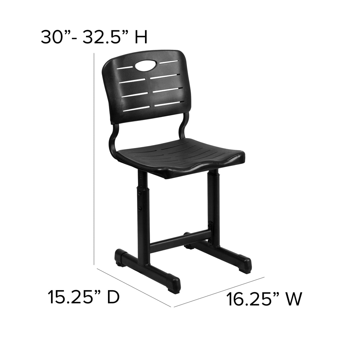 Adjustable Height Black Student Chair with Pedestal Frame B498389