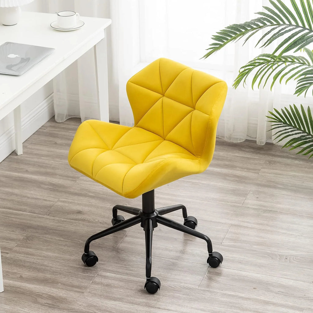 Yellow Tufted Adjustable Swivel Office Chair Z821401