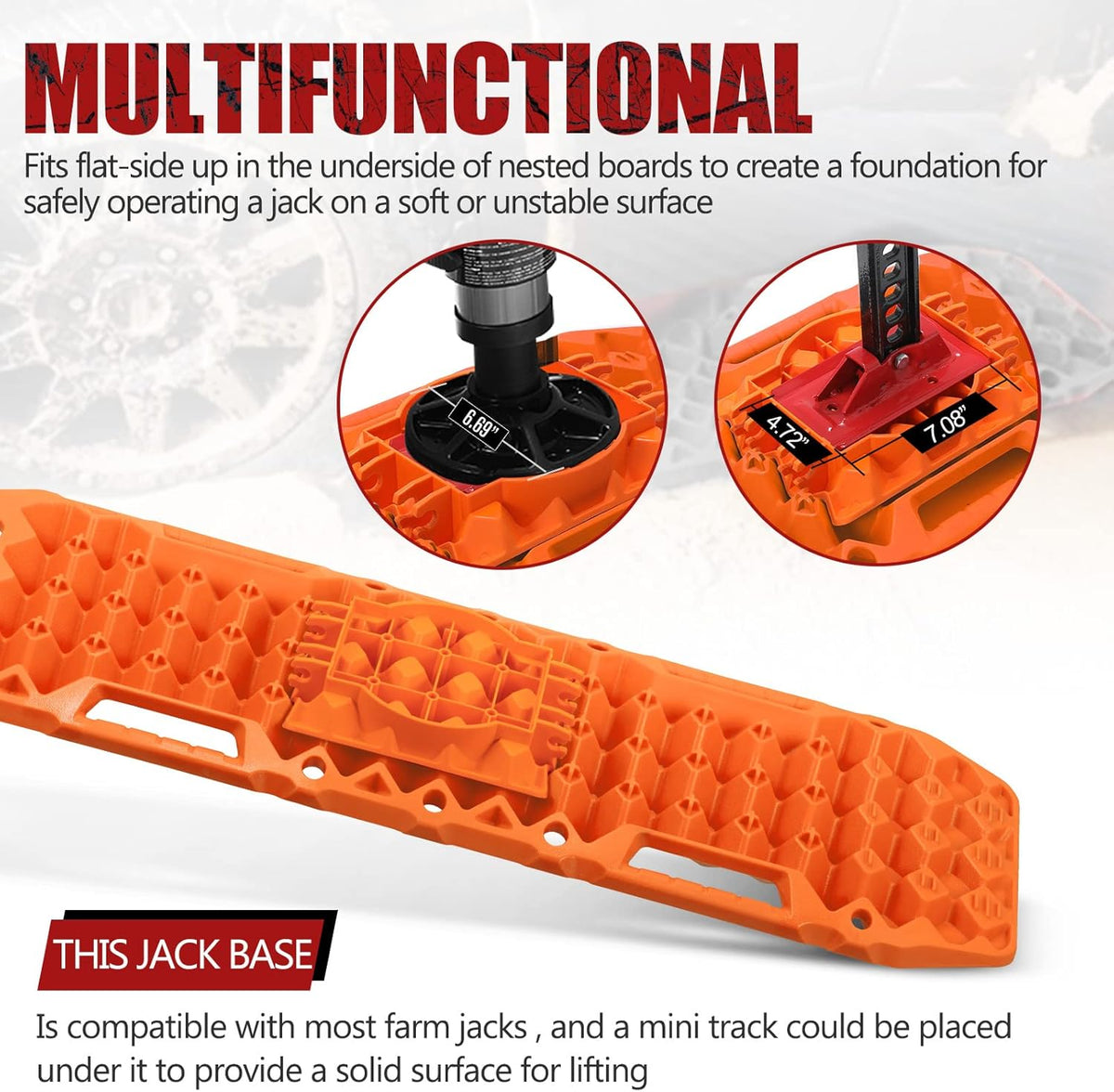 Orange 2 Pcs Off-Road Traction Boards with Carry Bag G388