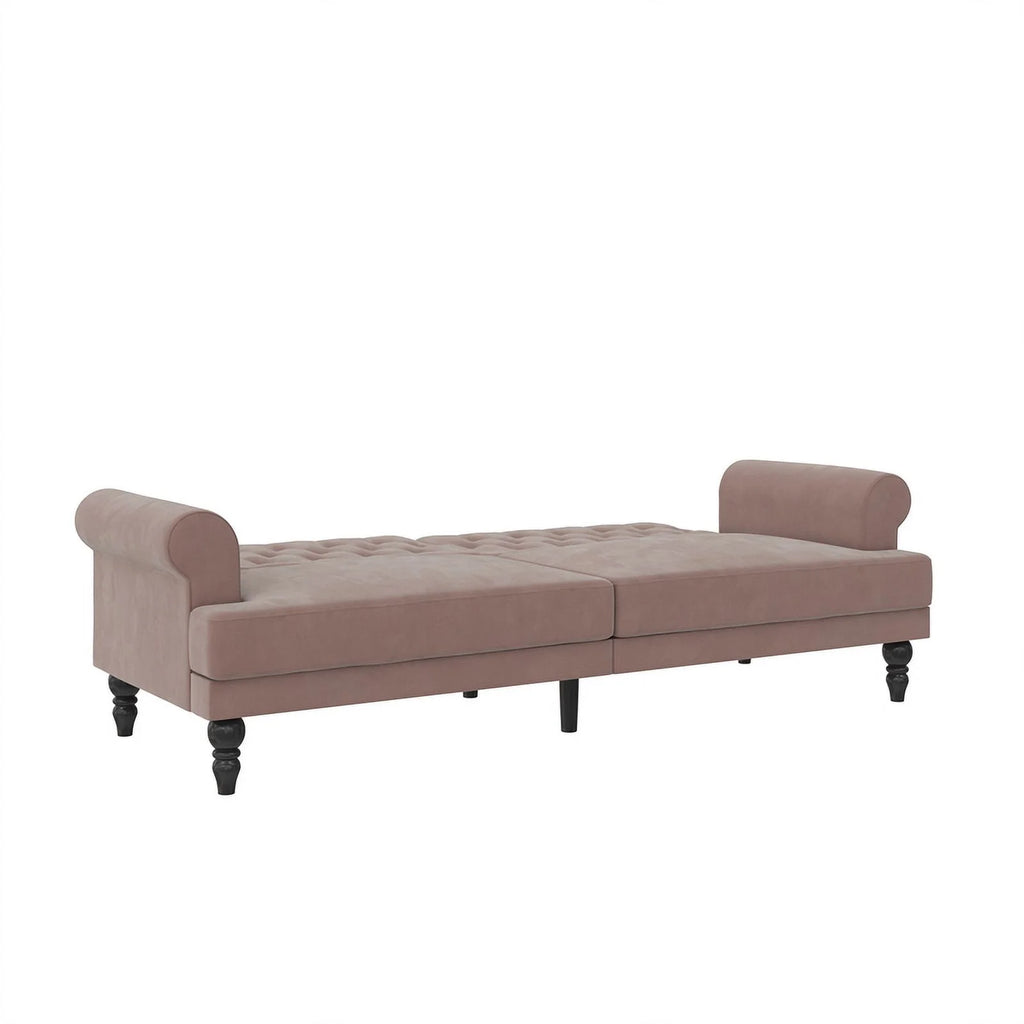 Blush Velvet Upholstered Futon D336