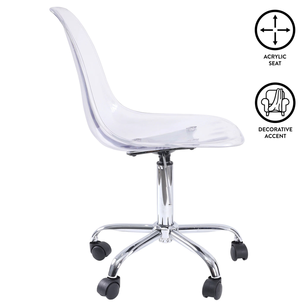 Black Acrylic Rolling Office Chair L7331