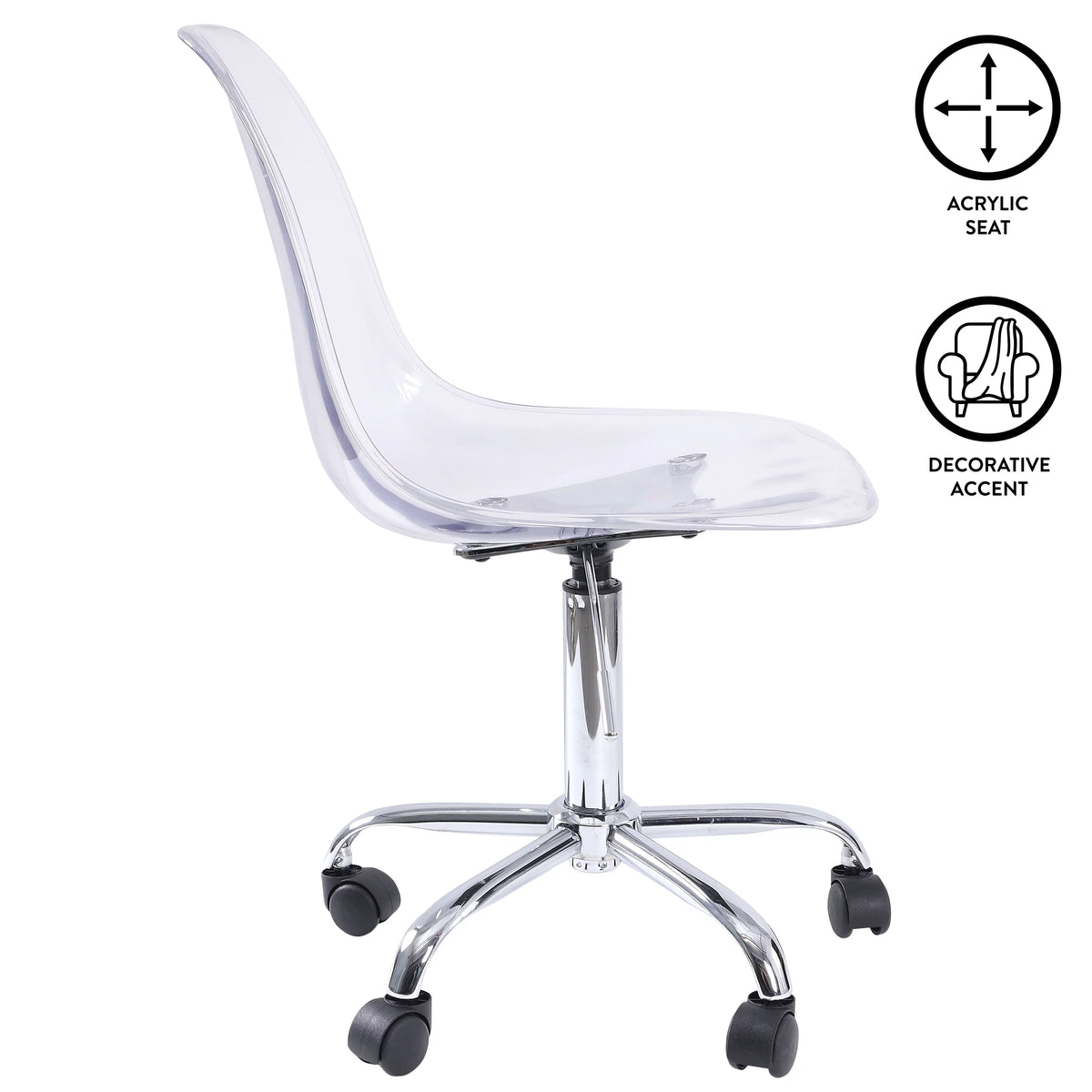 Black Acrylic Rolling Office Chair L7331