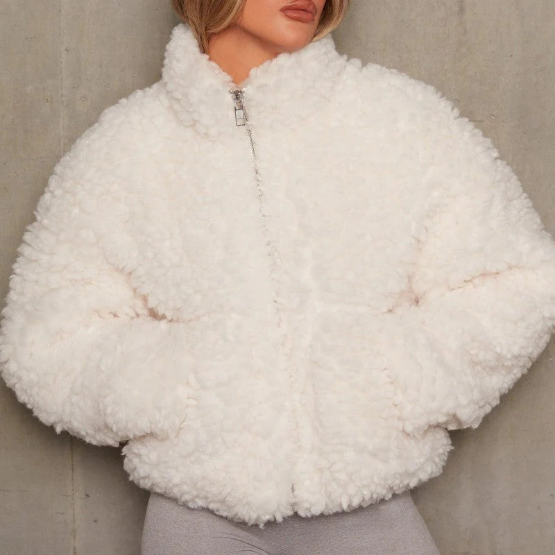 Casual Solid Patchwork Zipper Collar Outerwear L556