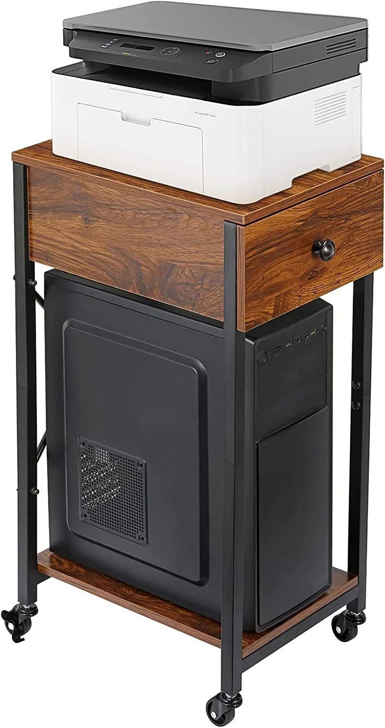 Computer Tower Stand with Wheels and Drawer C19623