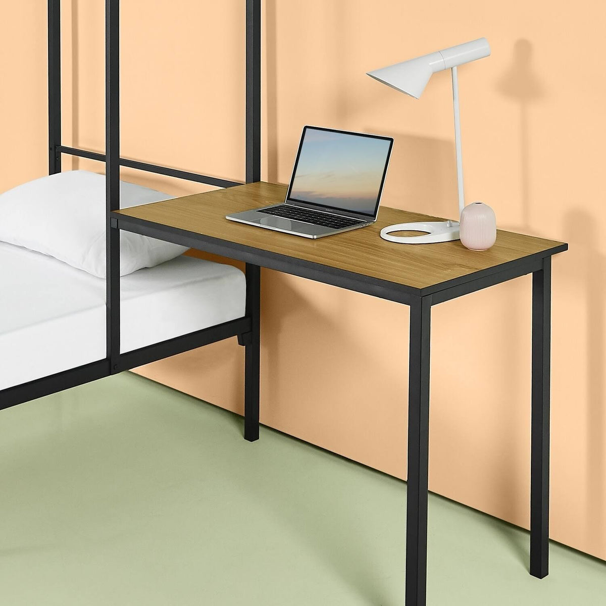 Canopy Bed Frame with Desk, Twin - Black Z321669