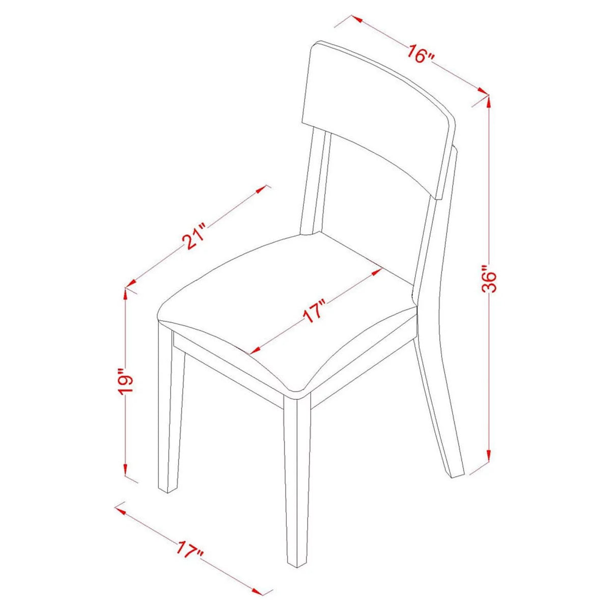 White Wood Slat Back Dining Chair Set of 2 U6365