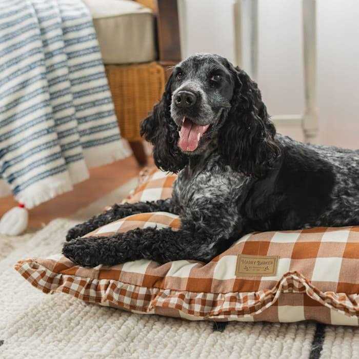 Brown Gingham Print Envelope Dog Bed S14139