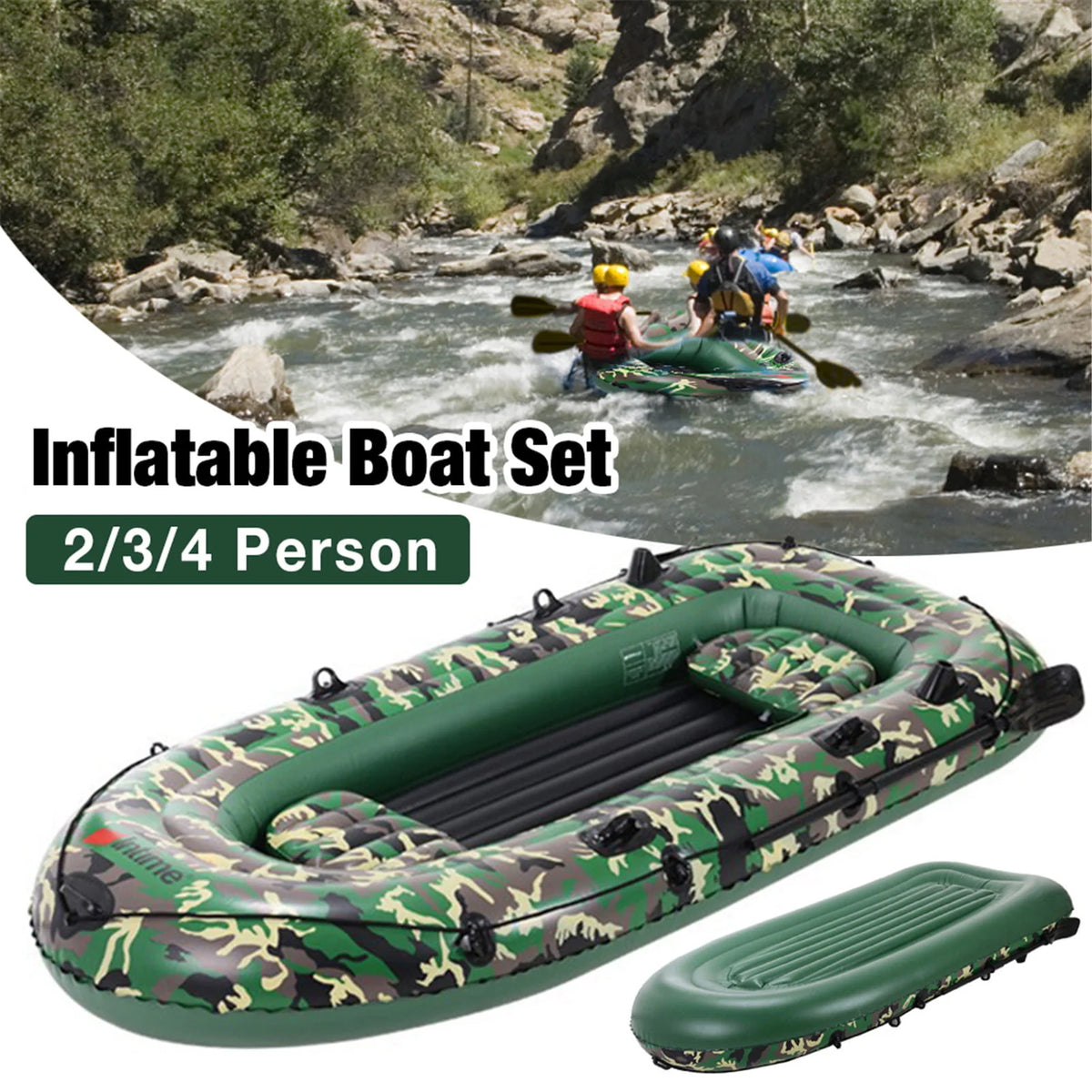 10ft Inflatable Boat Set with Paddles Air Pump PVC B336809