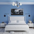 Queen Platform Bed Frame with Headboard Solid Wood Black H751366