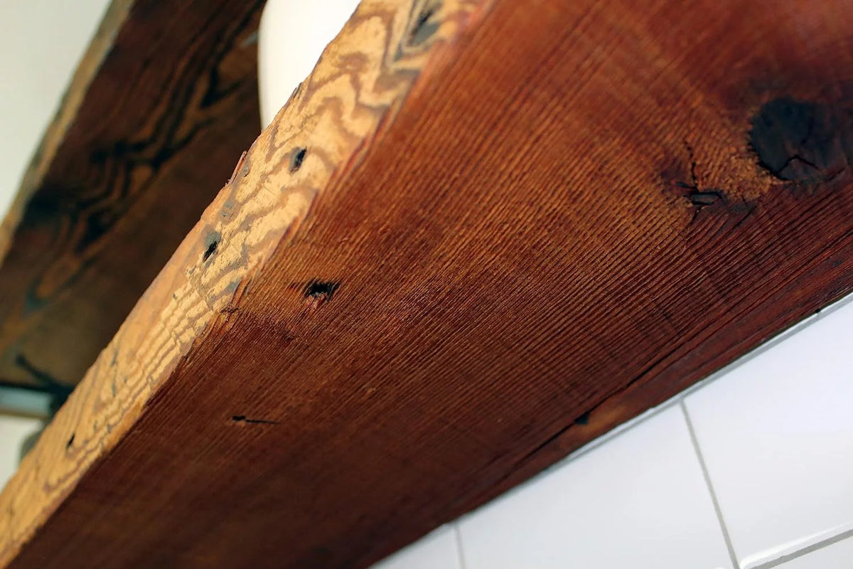 Reclaimed Wood Mantel Shelf with Steel Angle Brackets X584423