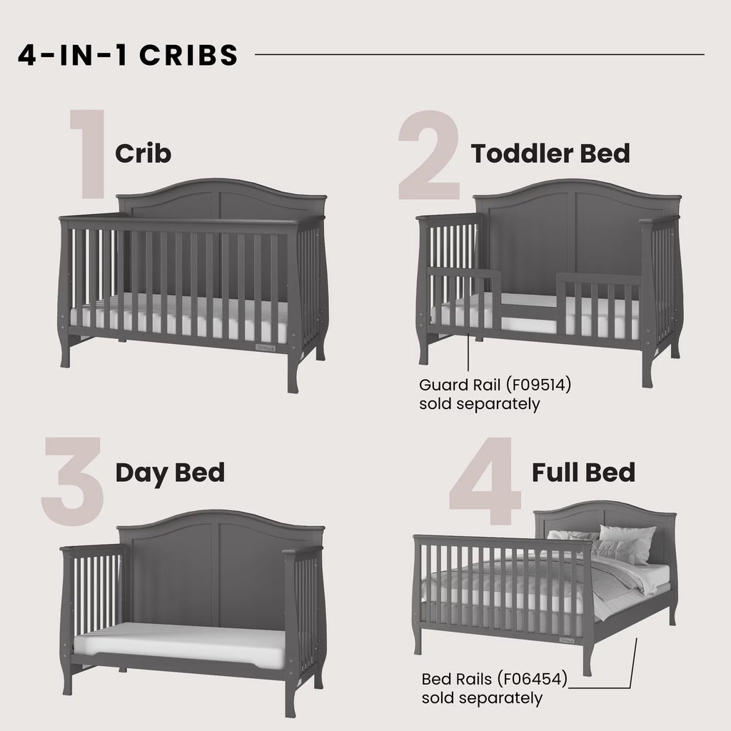 Cool Gray 4-in-1 Convertible Baby Crib C156