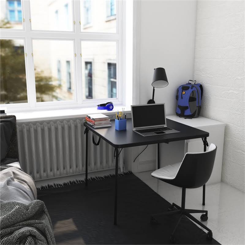 Black Resin Fold-in-Half Card Table N412256