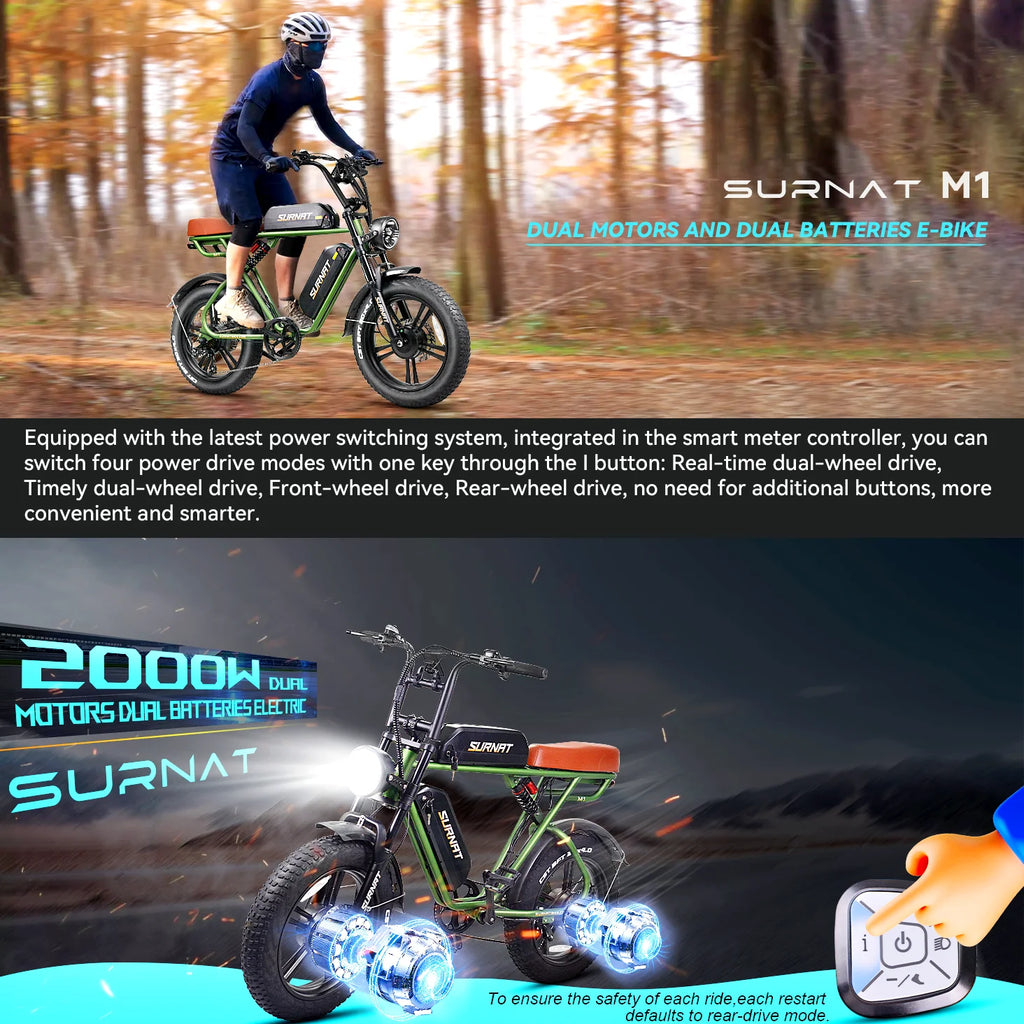 20" Dual Motor 2000W Fat Tire Electric Bike C65797
