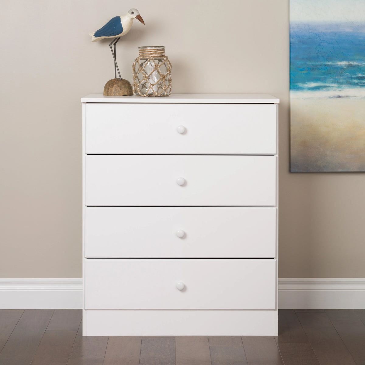 White 4-Drawer Vertical Dresser Q51557